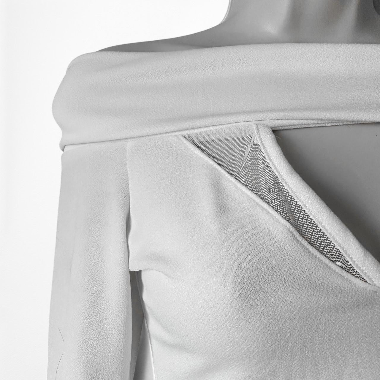 Fashion Nova White Off The Shoulder Long Sleeve Blouse Top Size S/M