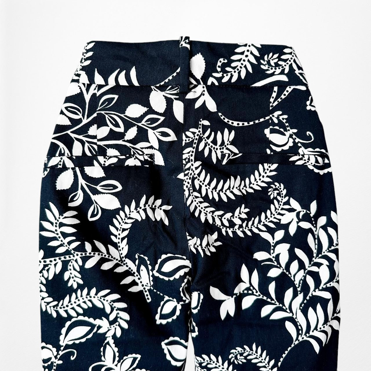 Zara Blue High Waisted Floral Print Tailored Tapered Dress Pants Size S