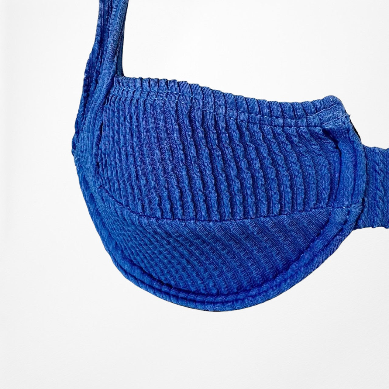 Nasty Gal Blue Ribbed Knit Two Piece Bikini Swim Suit Bathing Suit Size S