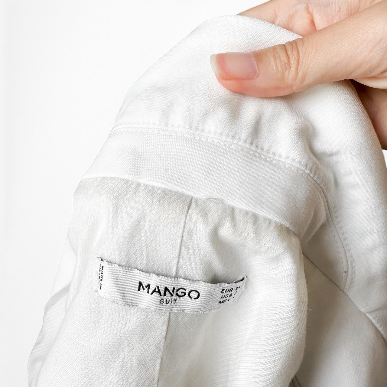 Mango White Double Breasted Shoulder Padded Tailored Fit Blazer Jacket Size XS