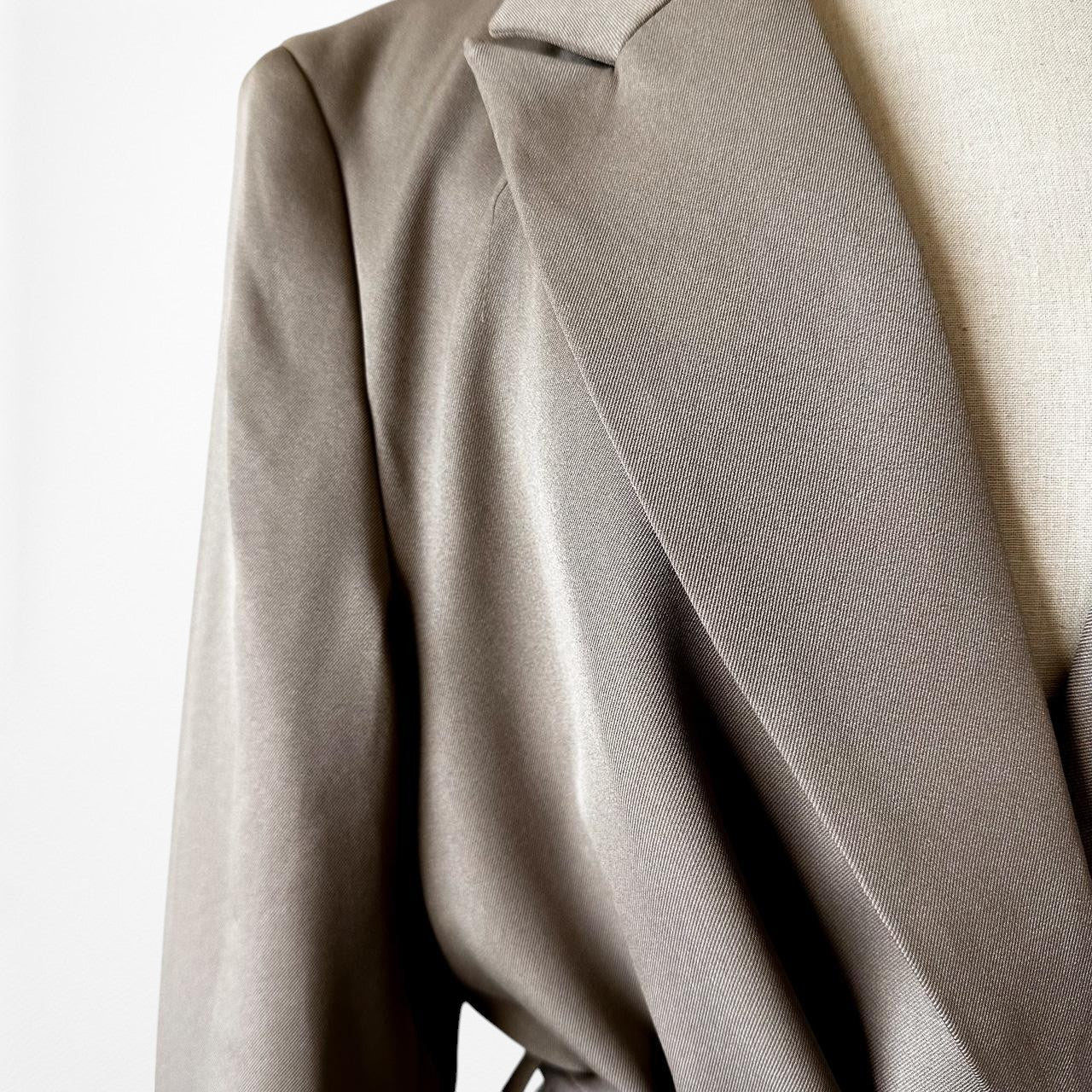 Nakd Brown Shoulder Padded Waist Tie Long Oversized Blazer Suit Jacket Size S/M