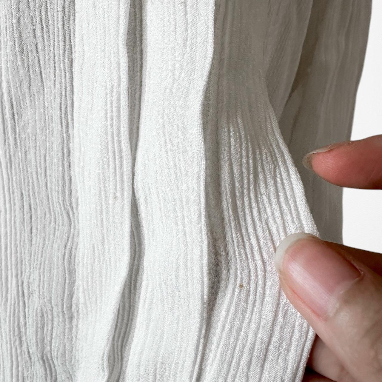 Zara Off White Cream Pleated Long Sleeve Blouse Top Size S