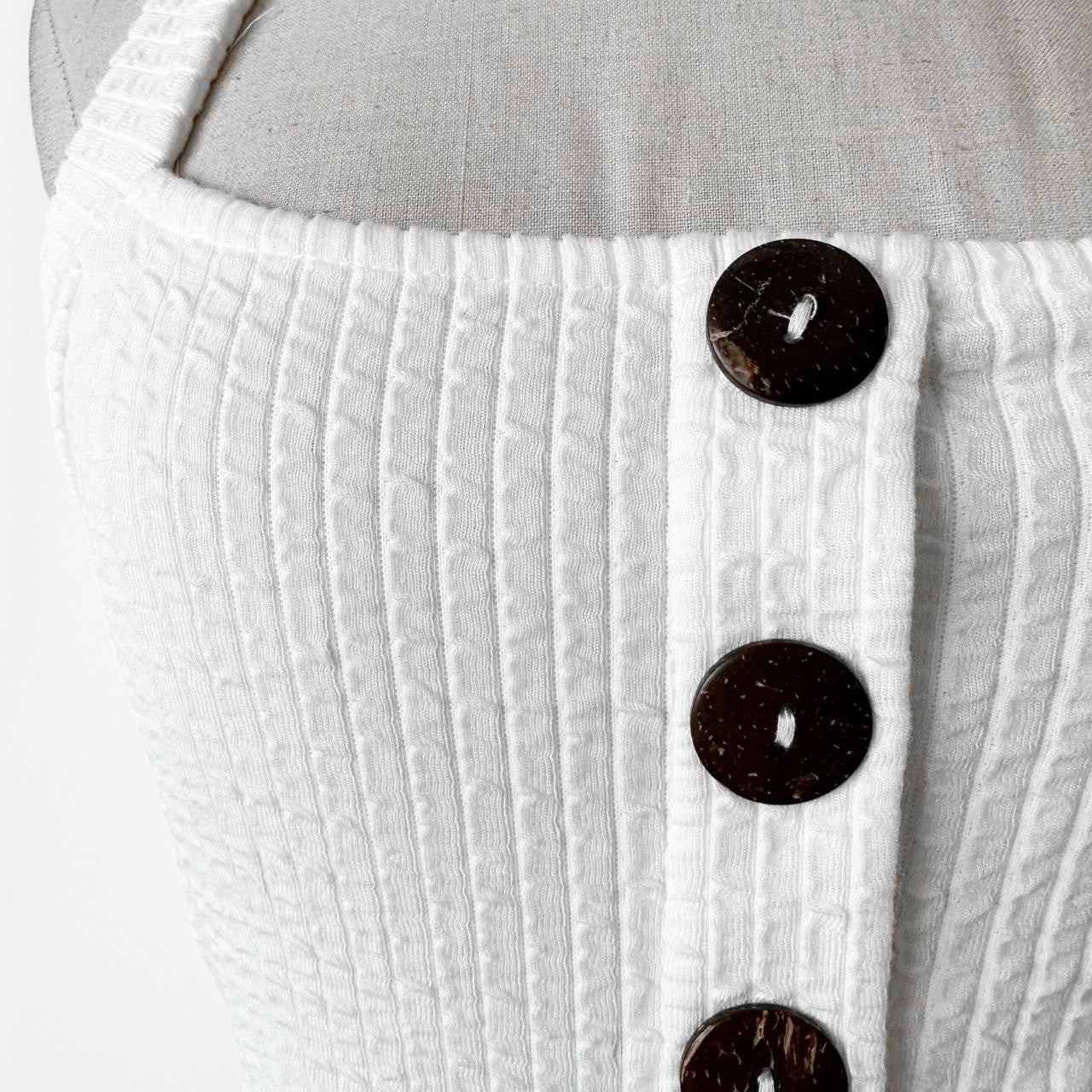 Publik Off White Button Front Halter Neck Pullover Knit Crop Top Size S