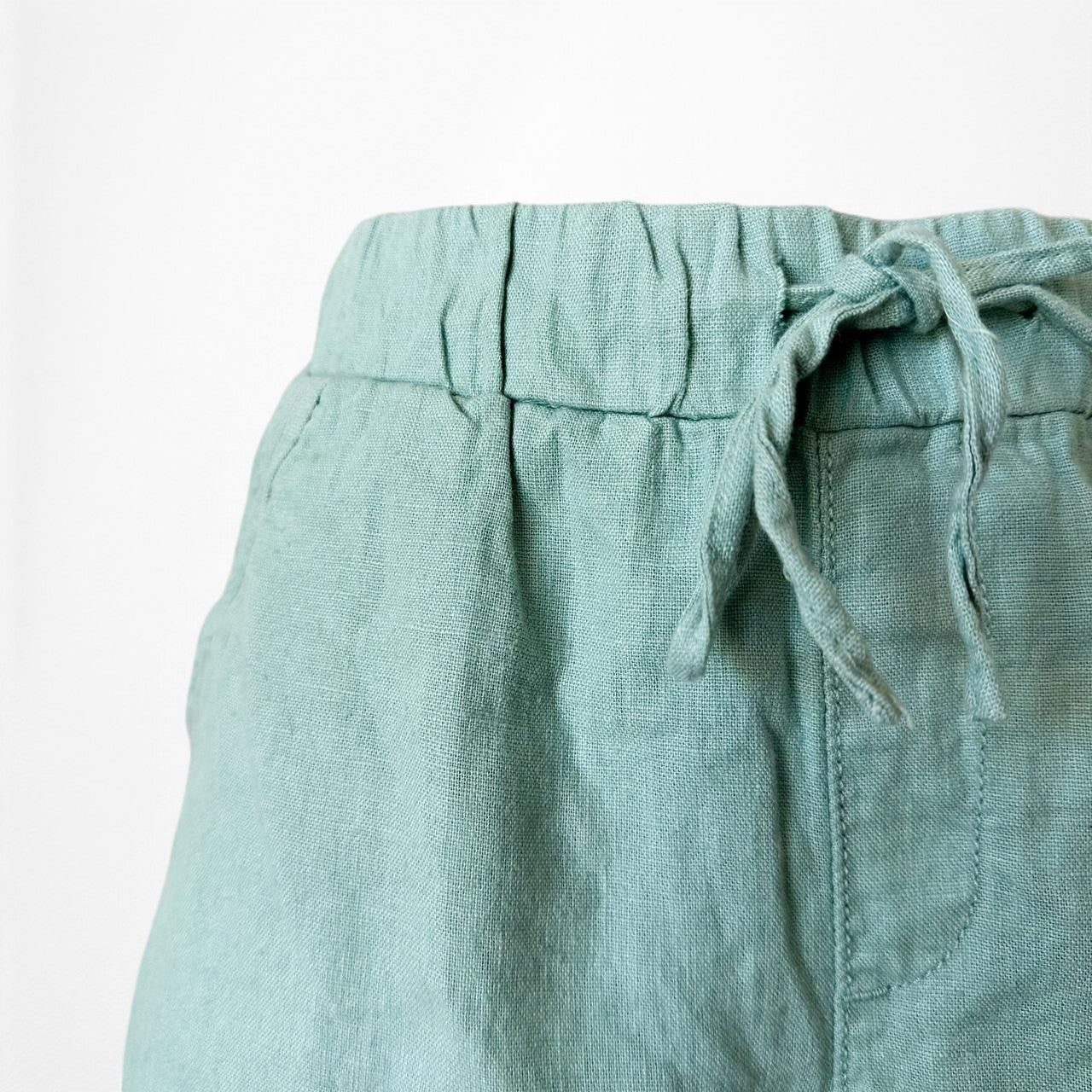 Blue High Low Rise Drawstring Relaxed Fit Summer Bermuda Style Shorts Size XS/S