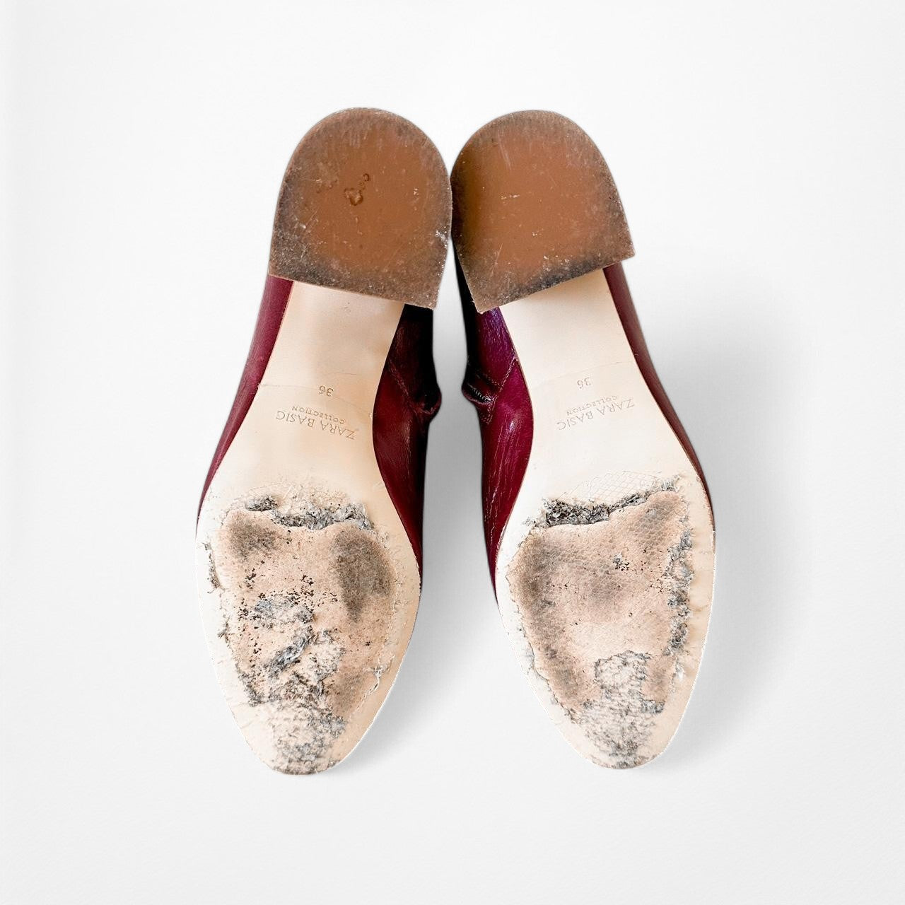 Zara Patent Faux Leather Round Toe Chunky Ankle Boots Booties Size 6