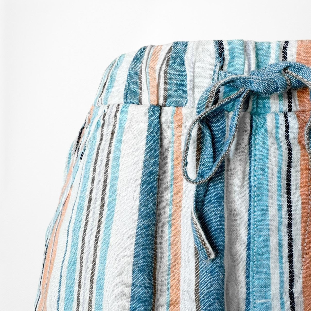 Blue High Low Rise Drawstring Relaxed Fit Summer Bermuda Style Shorts Size XS/S