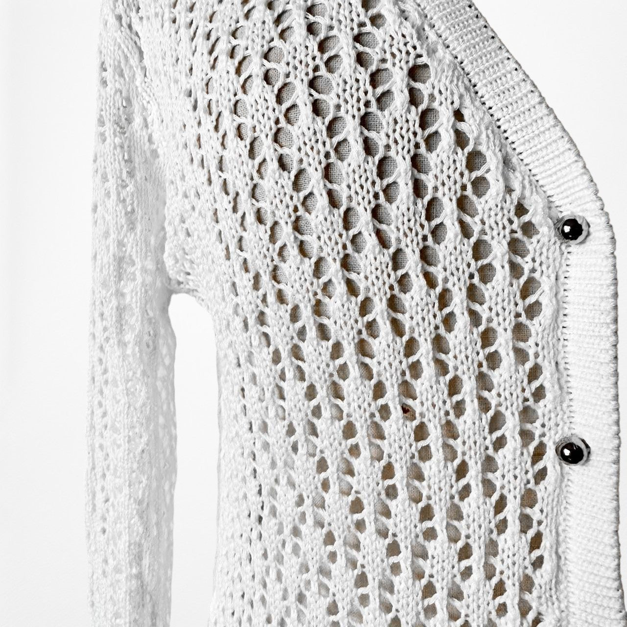 Off White Mesh Sheer Long Bell Sleeves Maxi Bodycon Beach Coverup Dress Size M/L