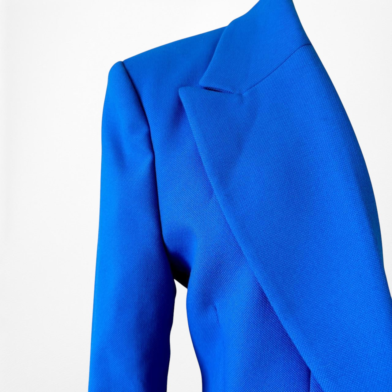 Zara Blue Shoulder Padded Tailored Fitted Single Button Blazer Jacket Size M