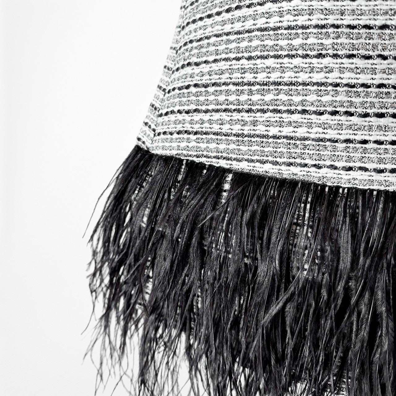 Sail To Sable Gray Black Feather Striped High Waisted A-Line Mini Skirt Size S