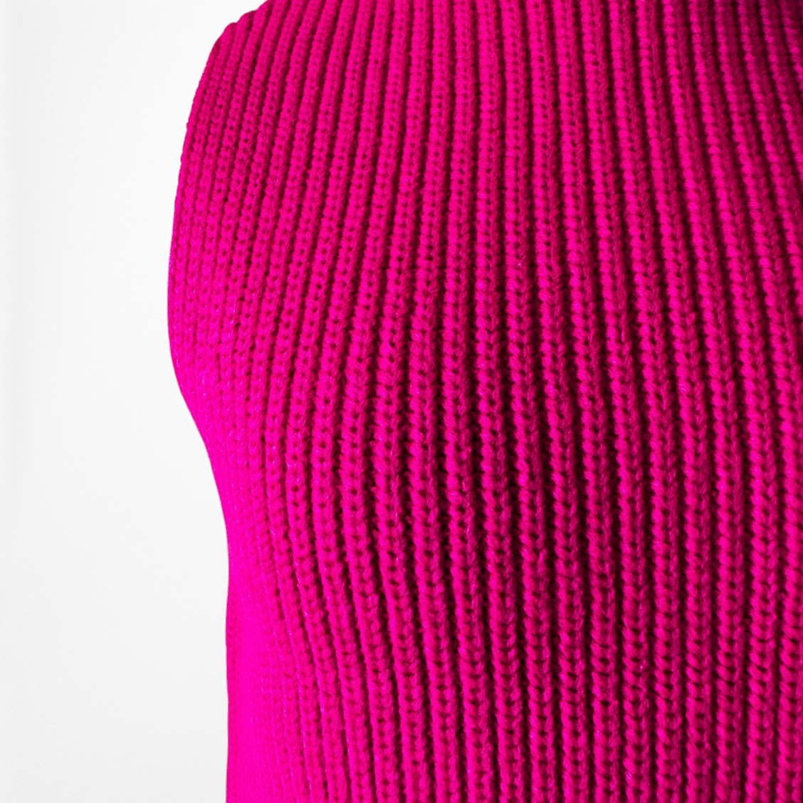 Zara Neon Pink Turtleneck Thick Ribbed Knit Sleeveless Sweater Vest Top Size S