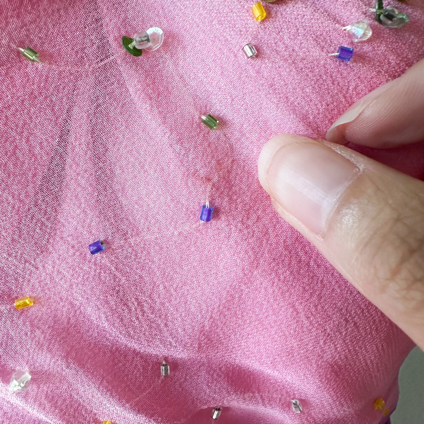 Vintage Pink Strapless Beaded Ruffle Asymmetric High Low Midi Prom Dress Size M