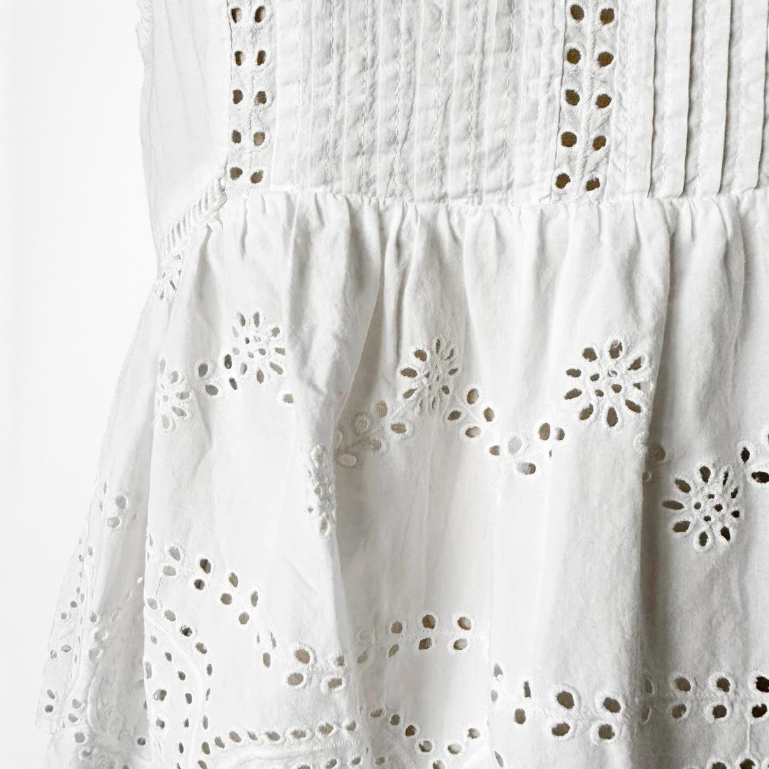 Vintage Y2K White Floral Lace Cutout Pleated Peplum Sleeveless Tank Top Size S