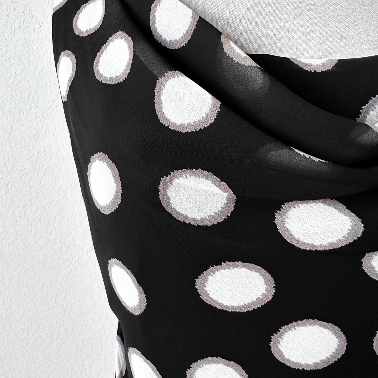 Kasper Black White Polka Dot Pleated Flared Cocktail Knee Length Dess Size 4/M