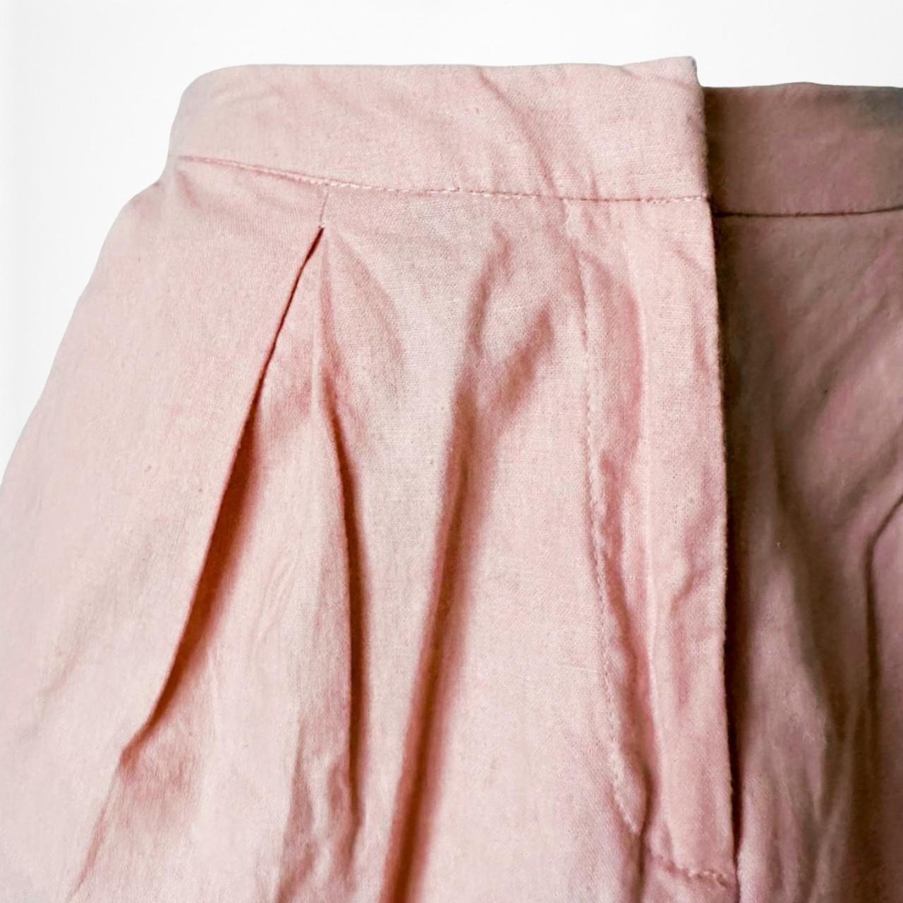 Vintage Pastel Pink Pleated High Waisted Casual Linen Summer Shorts Size 0/XS/S