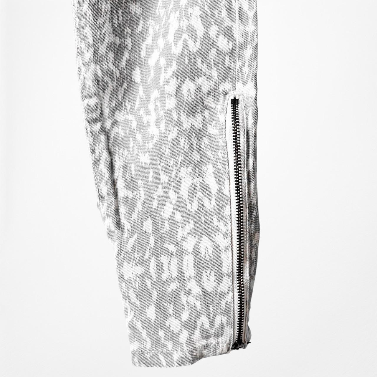 Vintage Y2K Gray White Printed Low Rise Skinny Jeans Pants Size 24/XS