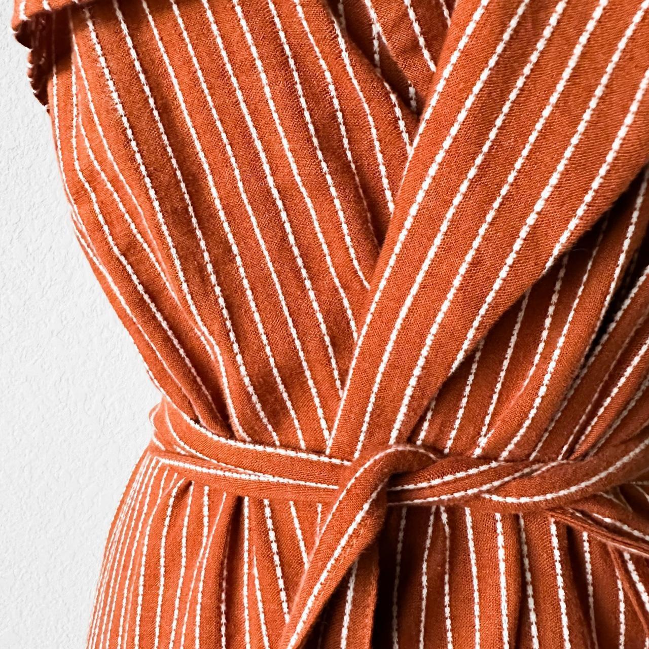 Mango Orange Sleeveless Striped Waist Tie Trenchcoat Vest Midi Dress Size XS/S/M
