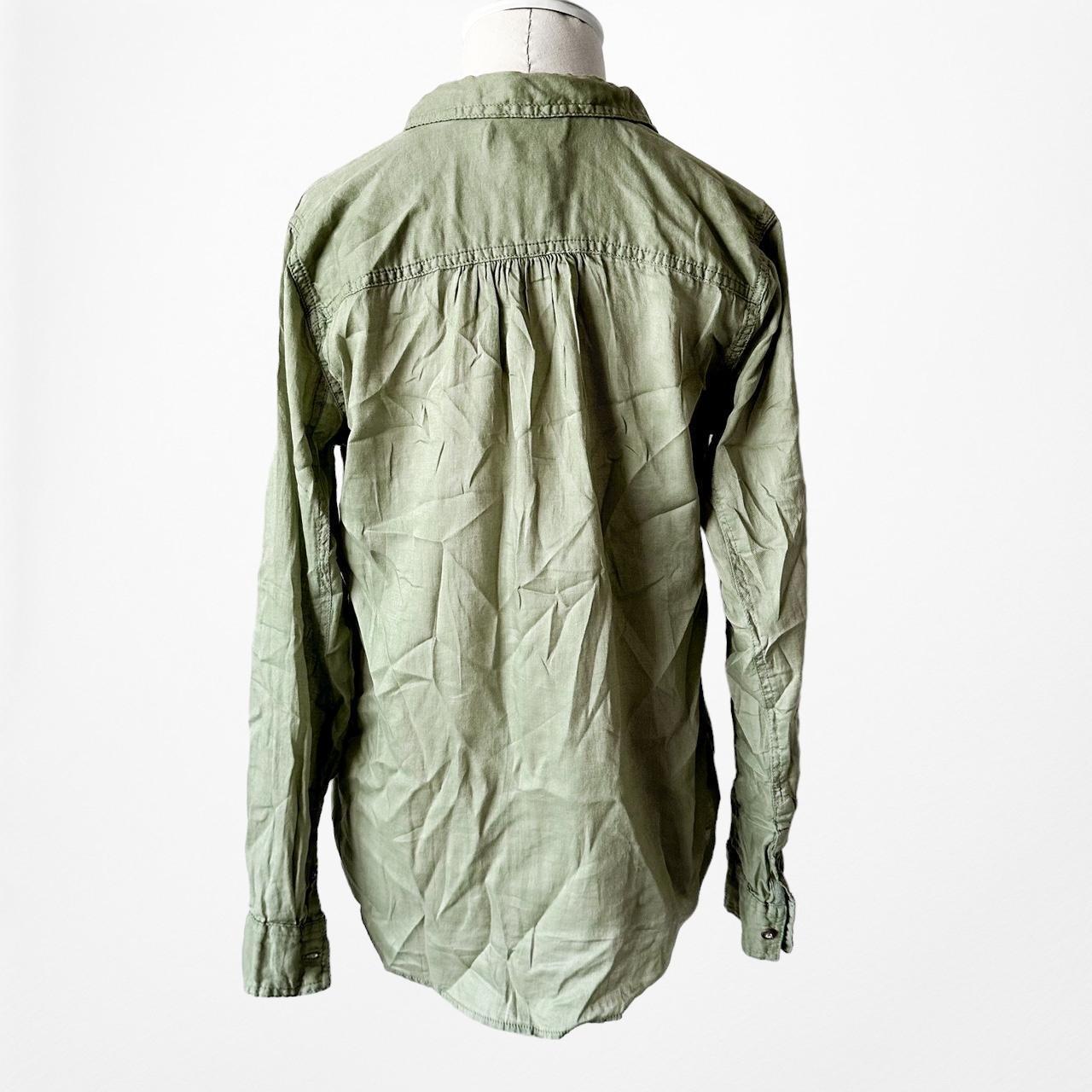 Vintage Y2K Olive Camo Green Long Sleeve Front Pocket Button Down Shirt Size 4/S