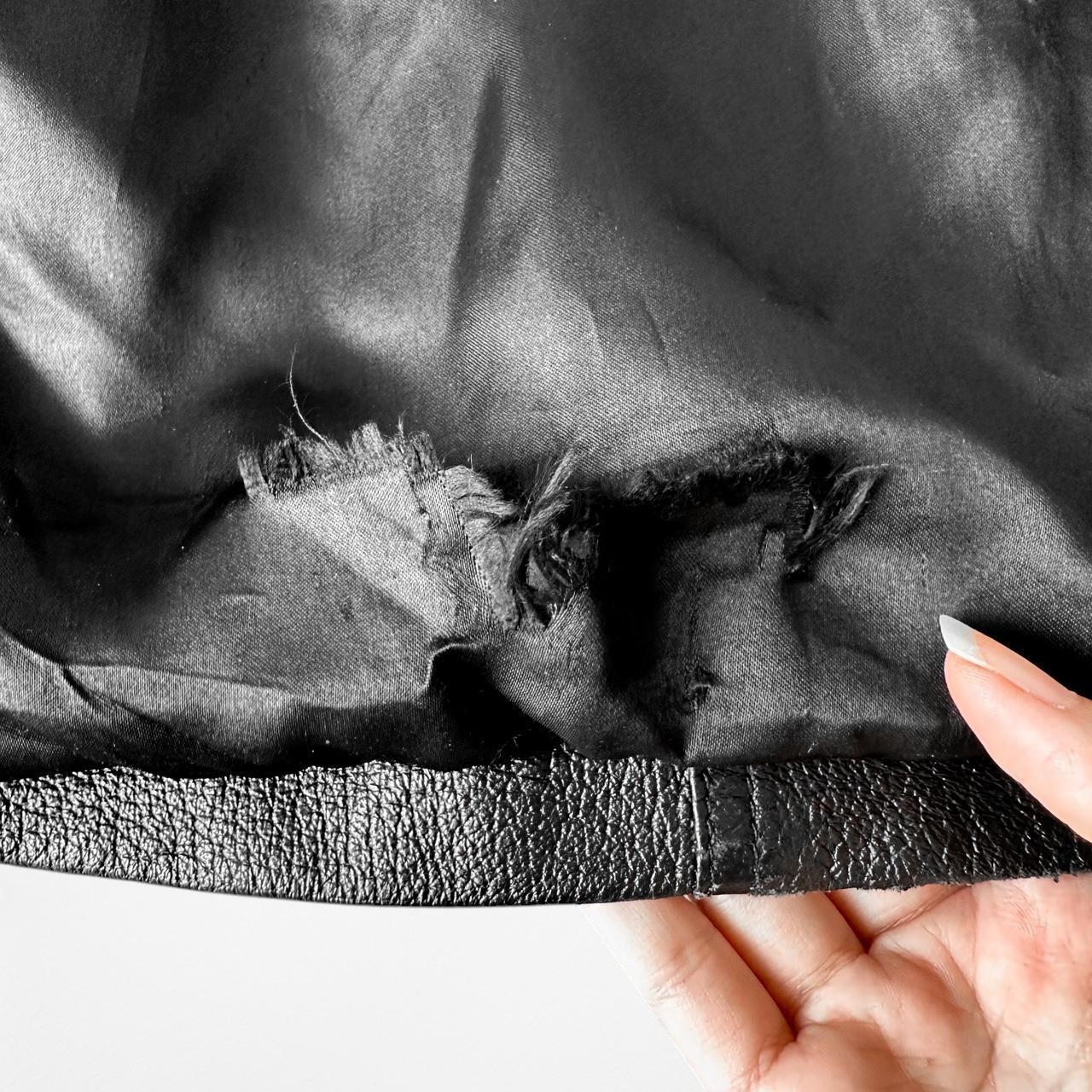 Black Vintage Authentic Leather Shoulder Padded Button Front Coat Jacket Size M