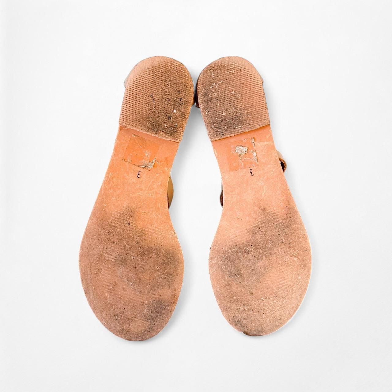 Brown Tan Faux Leather Strappy Thong Gladiator Style Sandals Size 6