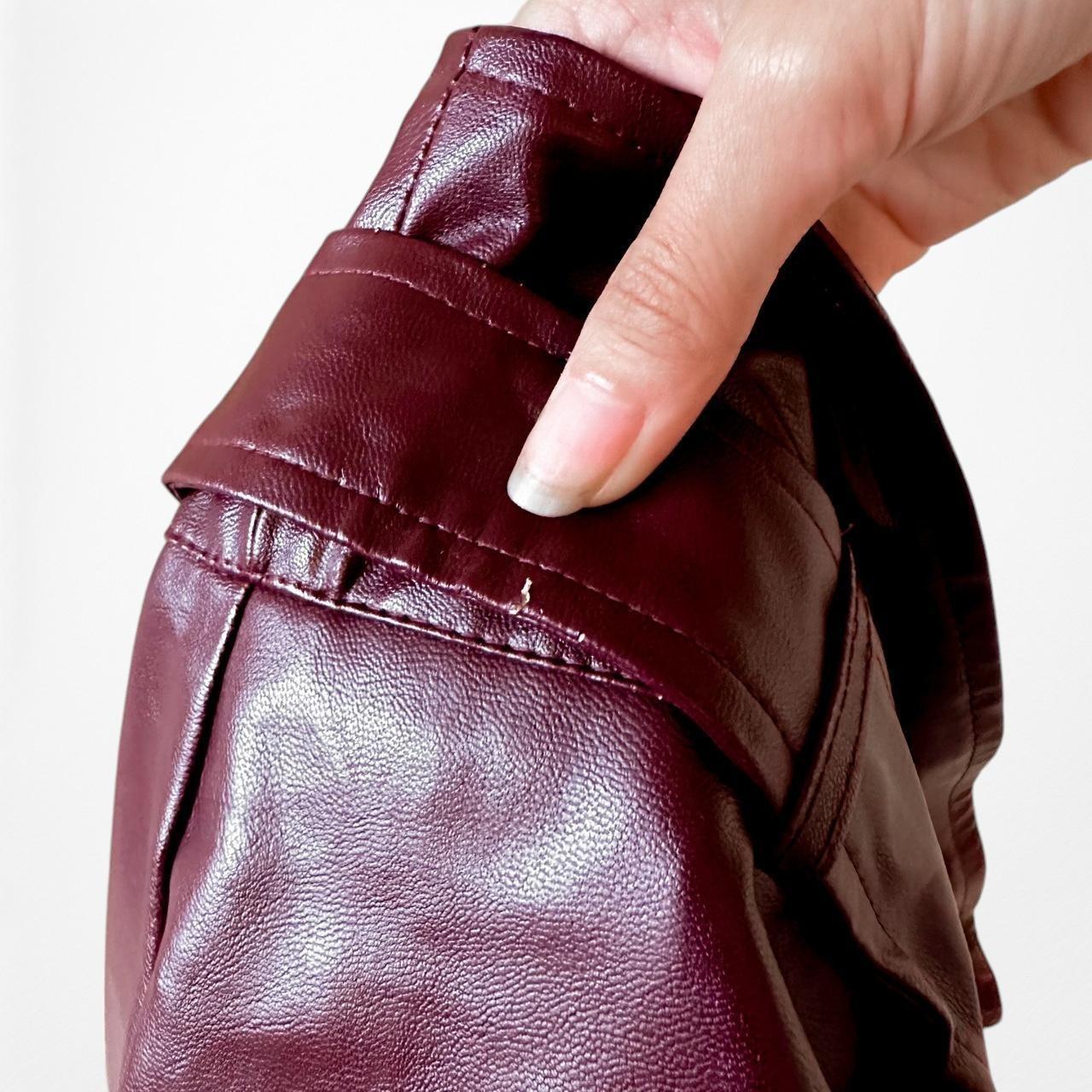 Missguided Burgundy Red Faux Leather Belted Knee Length A-Line Skirt Size 0/XS