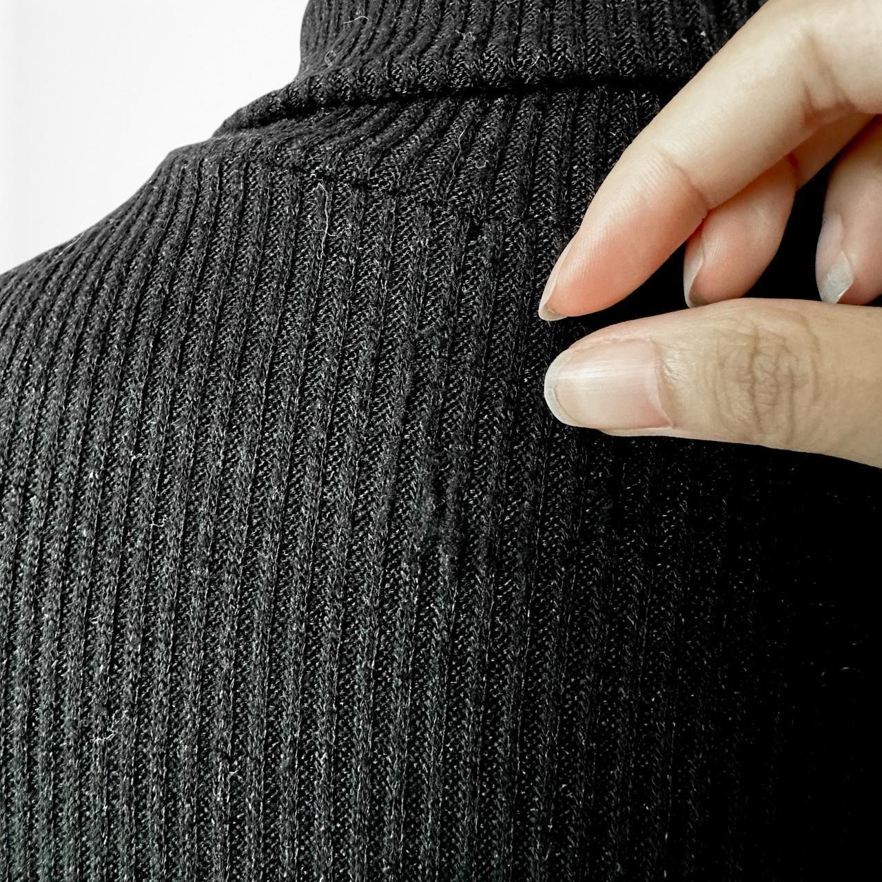 Vintage Y2K Black Ribbed Knit Turtleneck Mini Bodycon Sweater Dress Size S/M