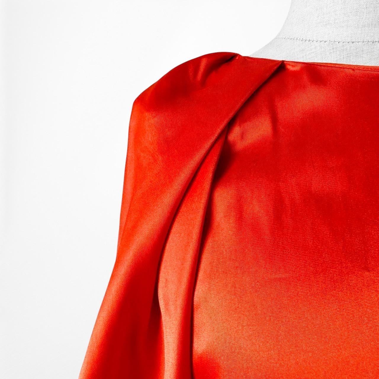 Zara Orange Long Puffy Sleeve Satin Blouse Top Size XS/S