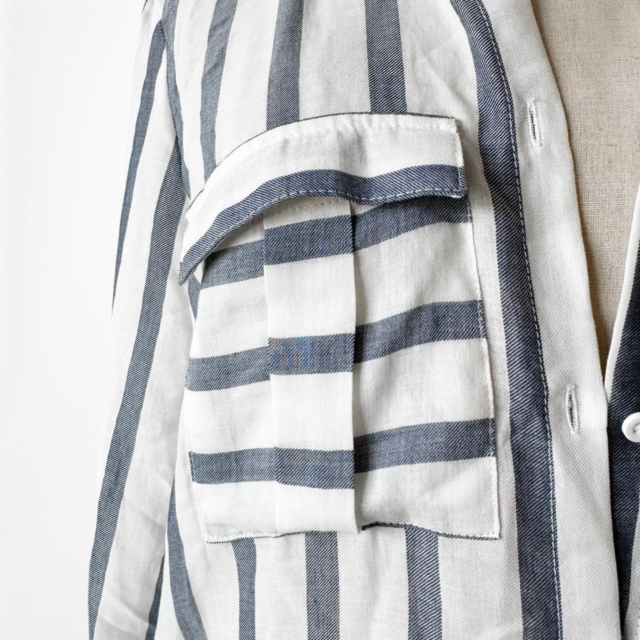 Vintage Y2K Striped White Blue Button Down Front Shirt Top Size XS/S