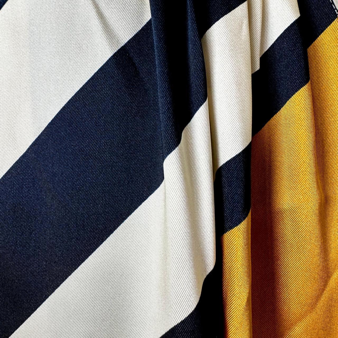 Vintage Y2K Yellow White Striped Asymmetric Wrap Knee Length Skirt Size XS/S