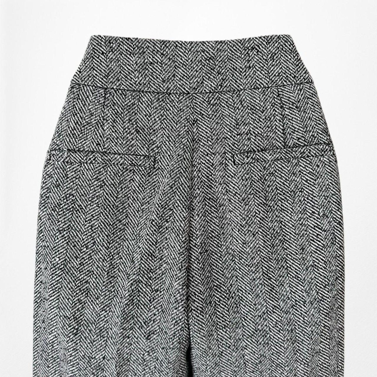 Vintage Y2K Gray Wool Blend Tweed Style Wide Leg Petite Dress Pants Size M