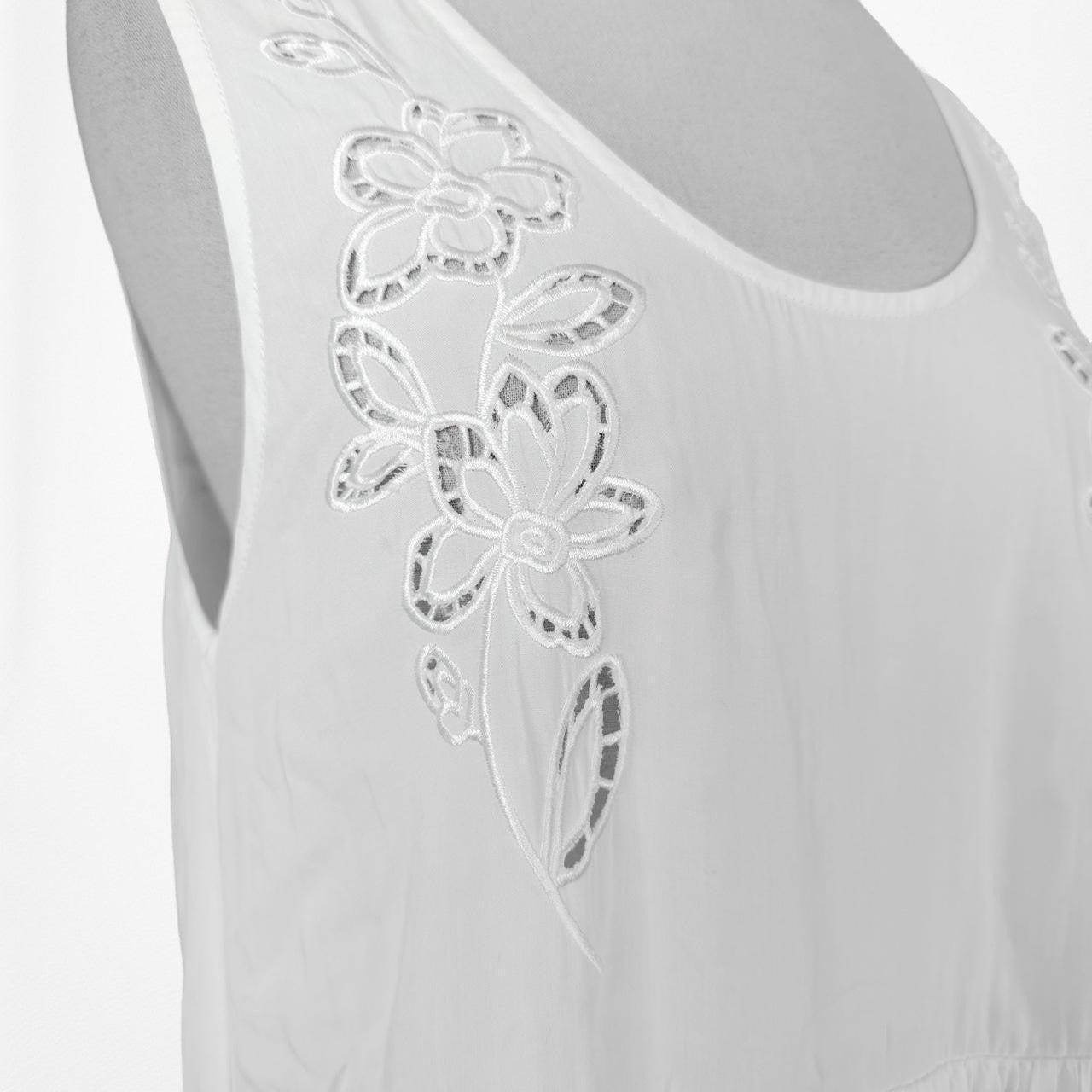 Vintage Y2K Off White Floral Lace Tunic Sheath Knee Length A-Line Dress XS/S