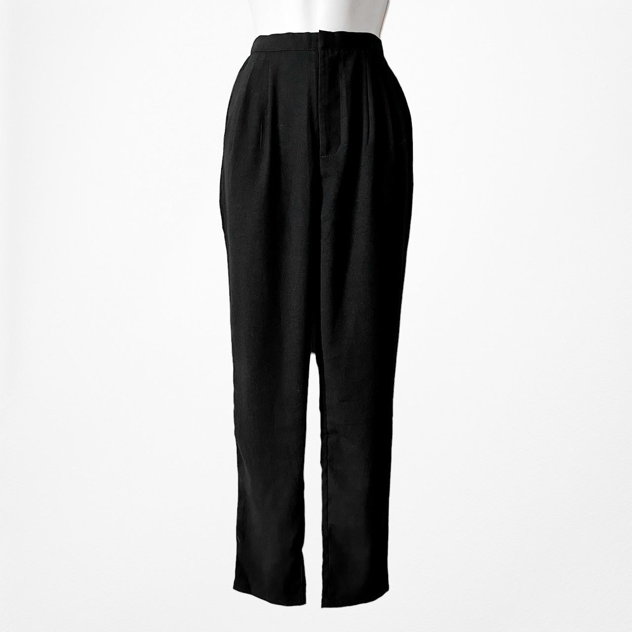 Vintage Y2K Black High Waisted Pleated Detail Tapered Trouser Pants Size S