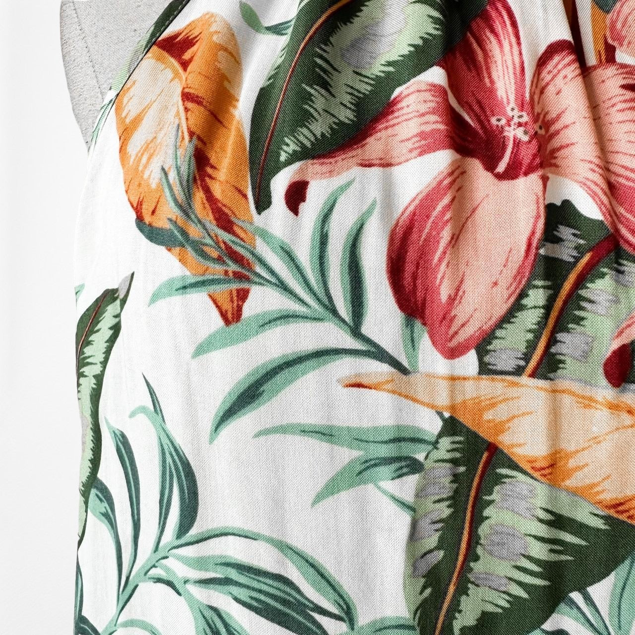 Vintage Y2K Floral Tropical Print Halter Neck Blouse Top Size S