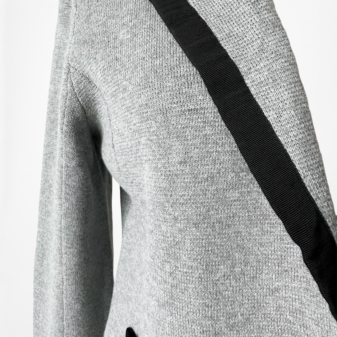 Vintage Y2K Gray Black Knit Blazer Suit Cardigan Sweater Jacket Size S