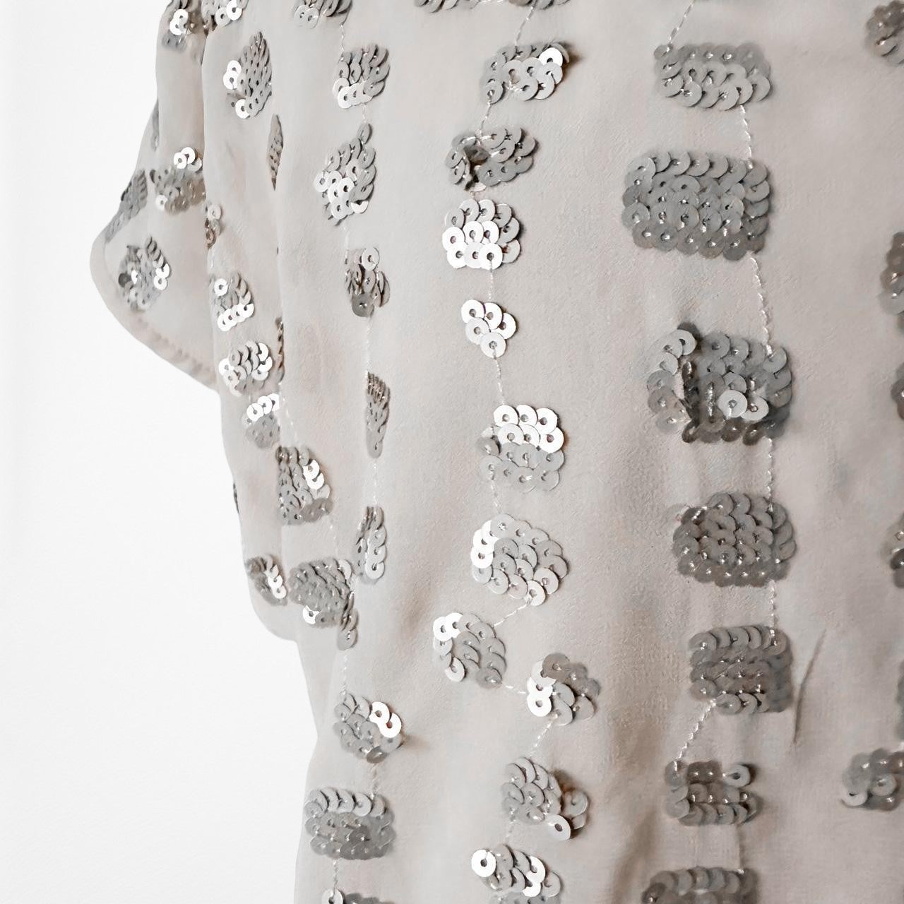 Vintage Y2K Pink Sequin Short Sleeve Blouse Top Size S