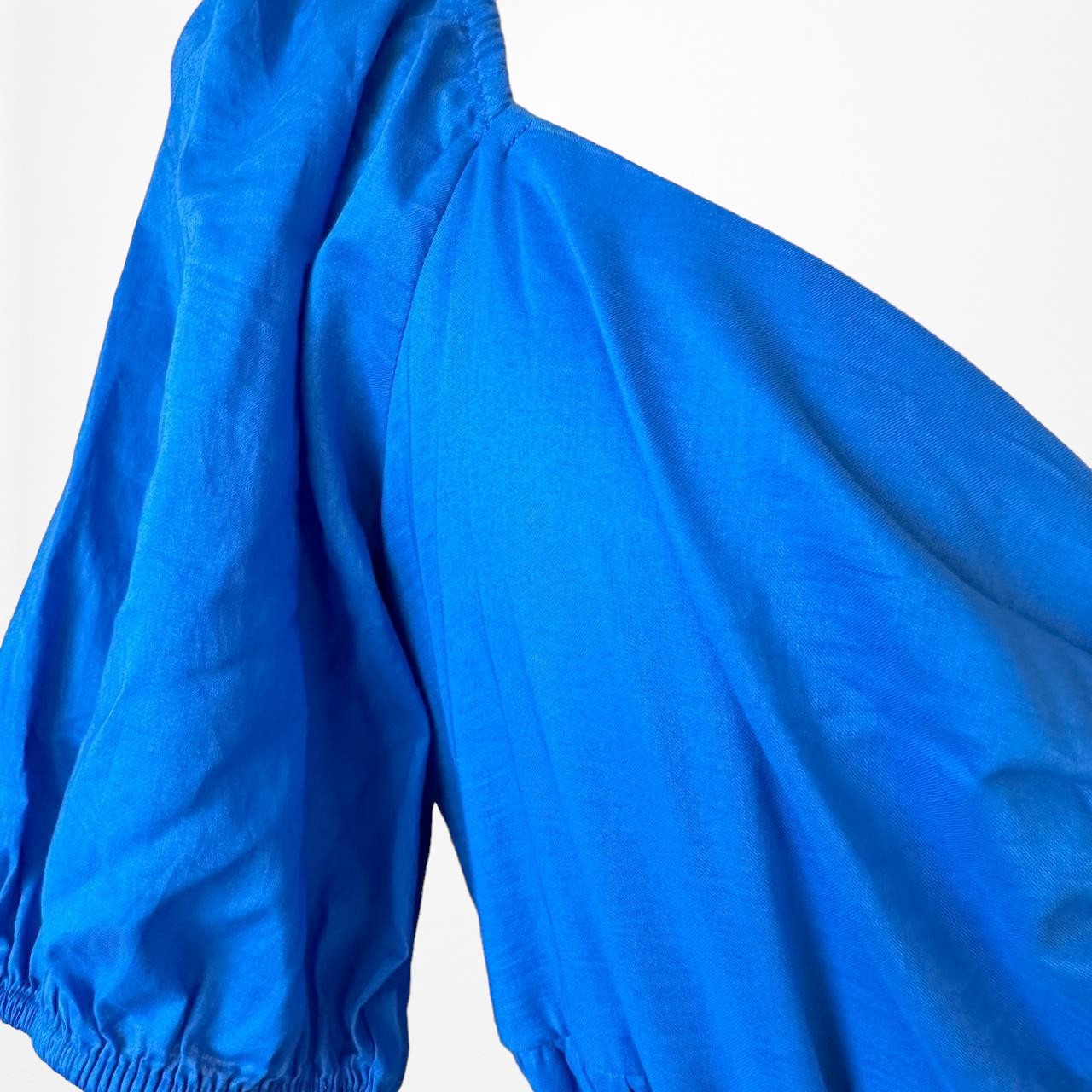 Lauren Conrad Blue Puffy Sleeve Cutout Babydoll Shift Midi Dress Size M