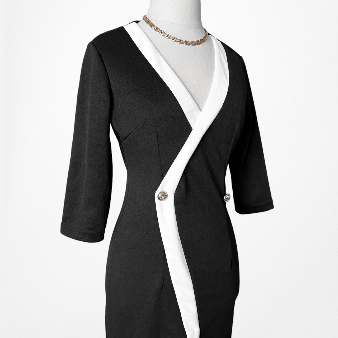 ASOS Black Button Front Colorblock Knit Front Slit Bodycon Maxi Dress Size S/M