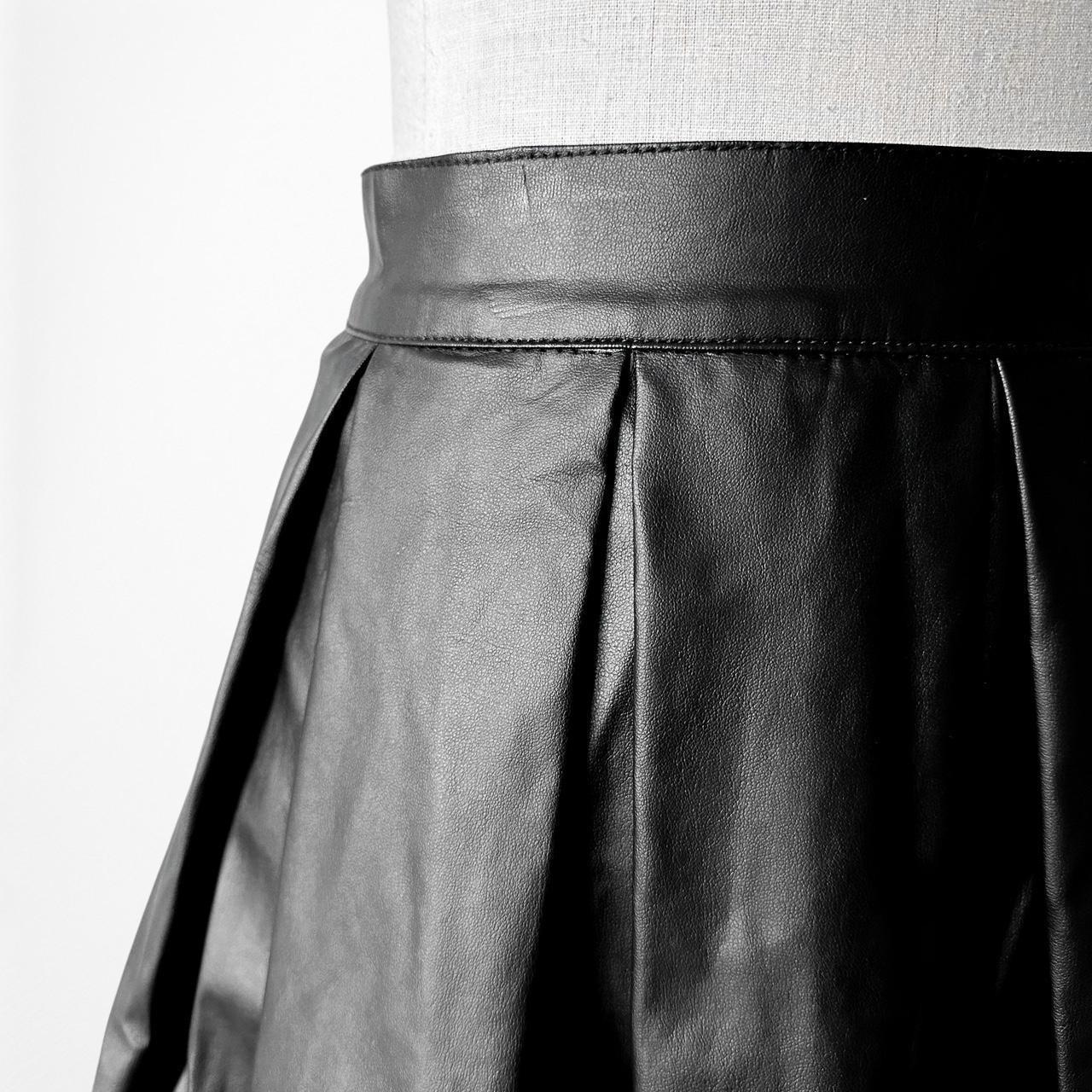Topshop Pleated Skater Flared Faux Leather Mini Skirt Size XS