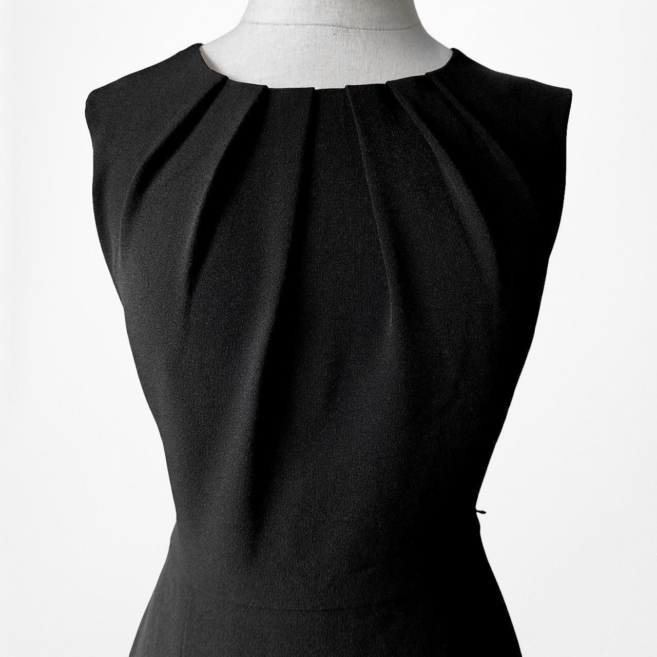 Vintage Y2K Black Pleated Knee Length Bodycon Cocktail Dress Size 4/M