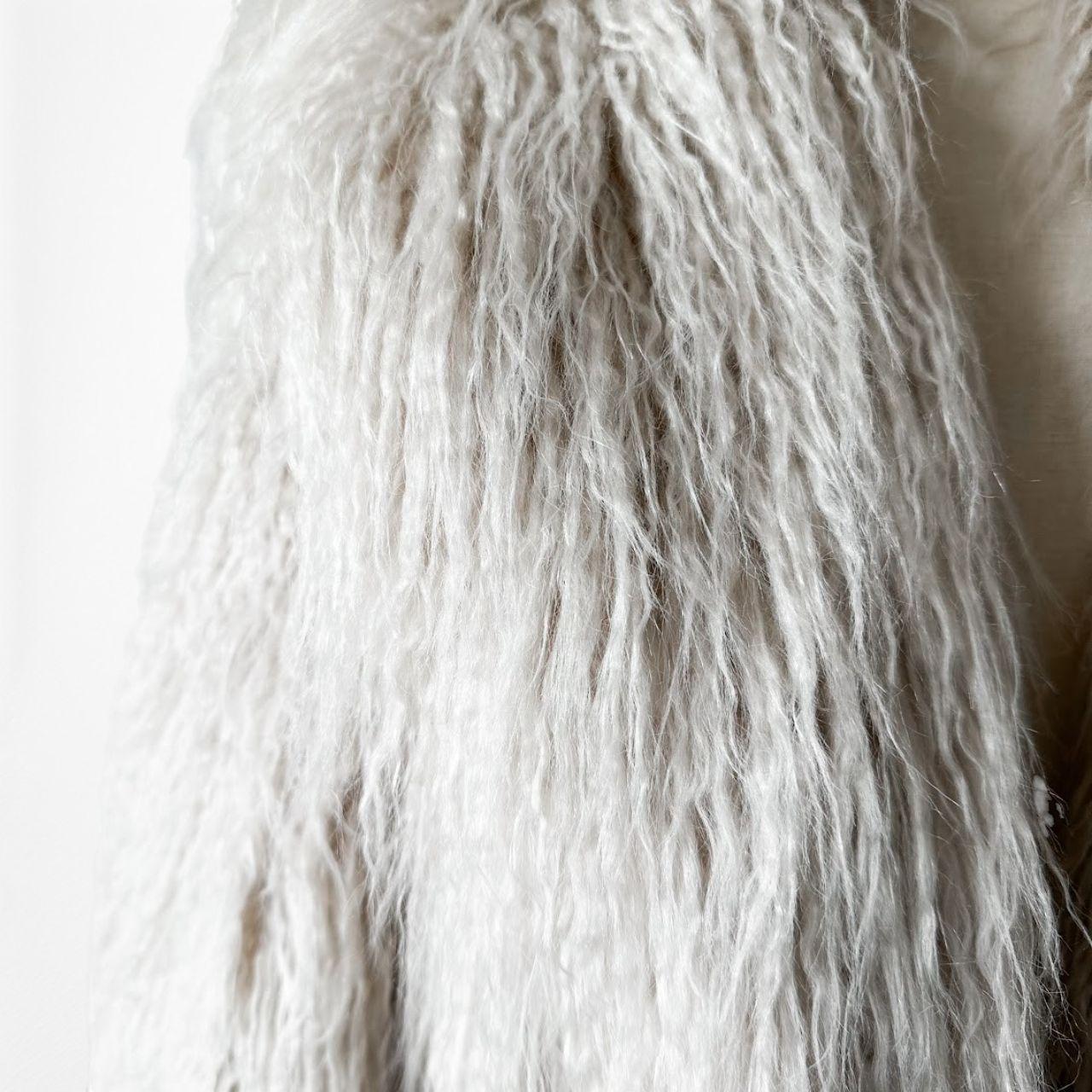 Vintage Y2K Off White Beige Faux Fur Oversized Teddy Style Coat Jacket Size M