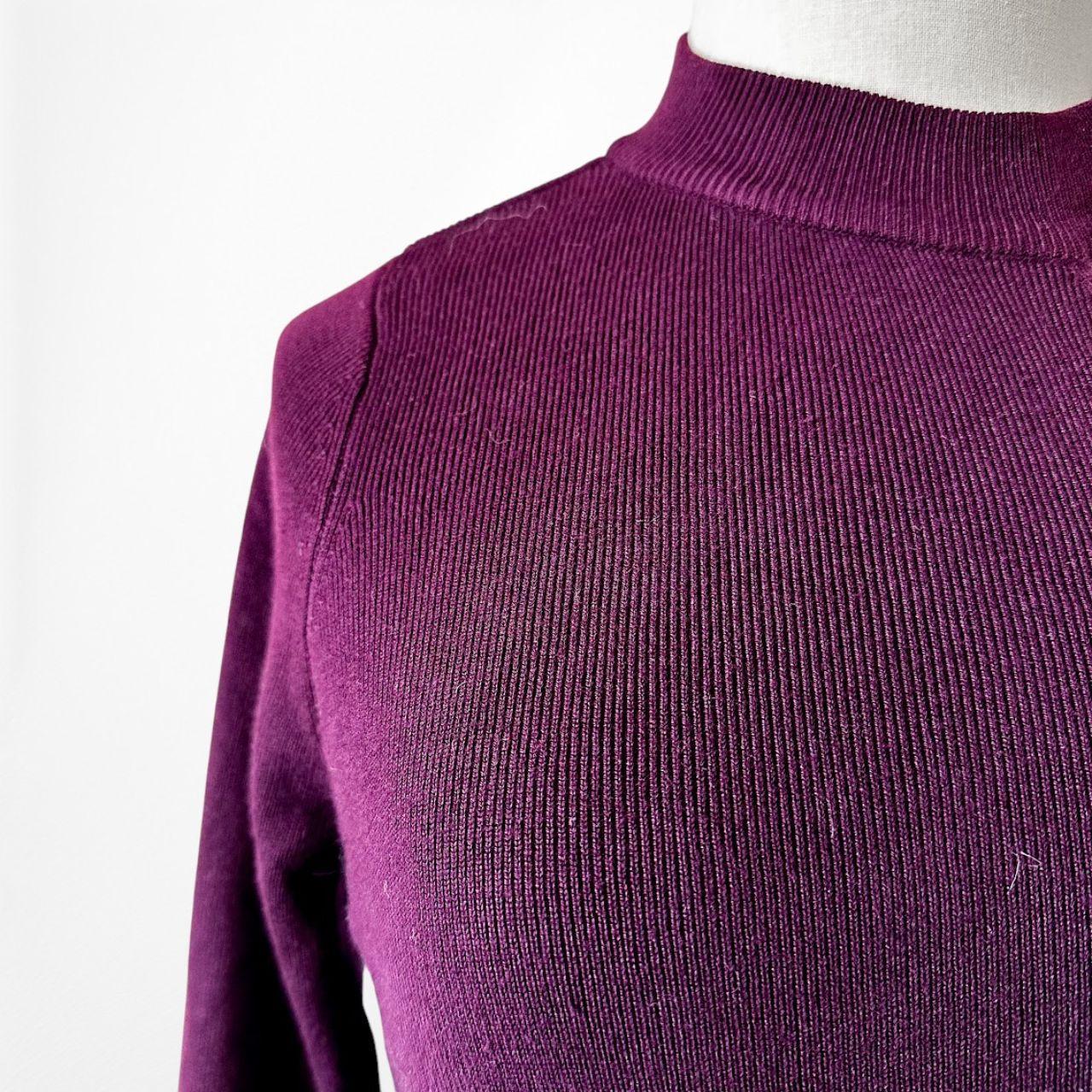 Mango Plum Purple One Shoulder Fitted Knit Sweater Top Size S