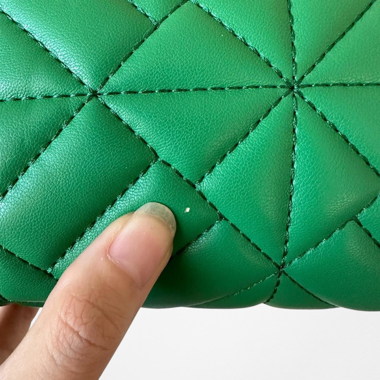 Zara Green Faux Leather Rectangle Medium Size Gold Chain Shoulder Bag