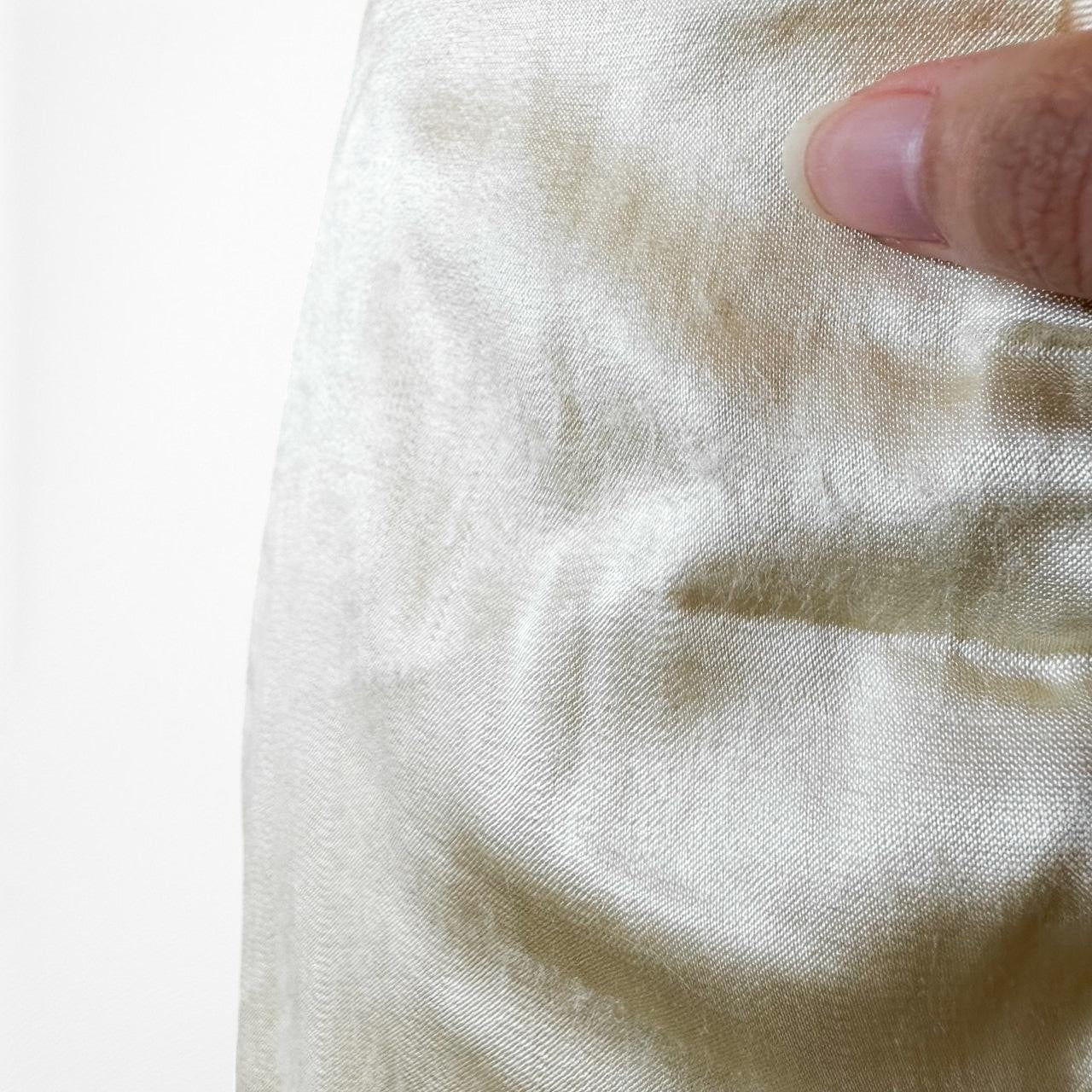 Zara Yellow Satin Pleated Tie Front Slit Midi Pencil Bodycon Skirt Size XS