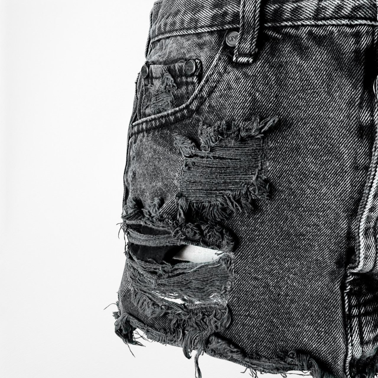 One Teaspoon Gray Distressed Destroyed Mid Rise Denim Mini Skirt Size XS/S