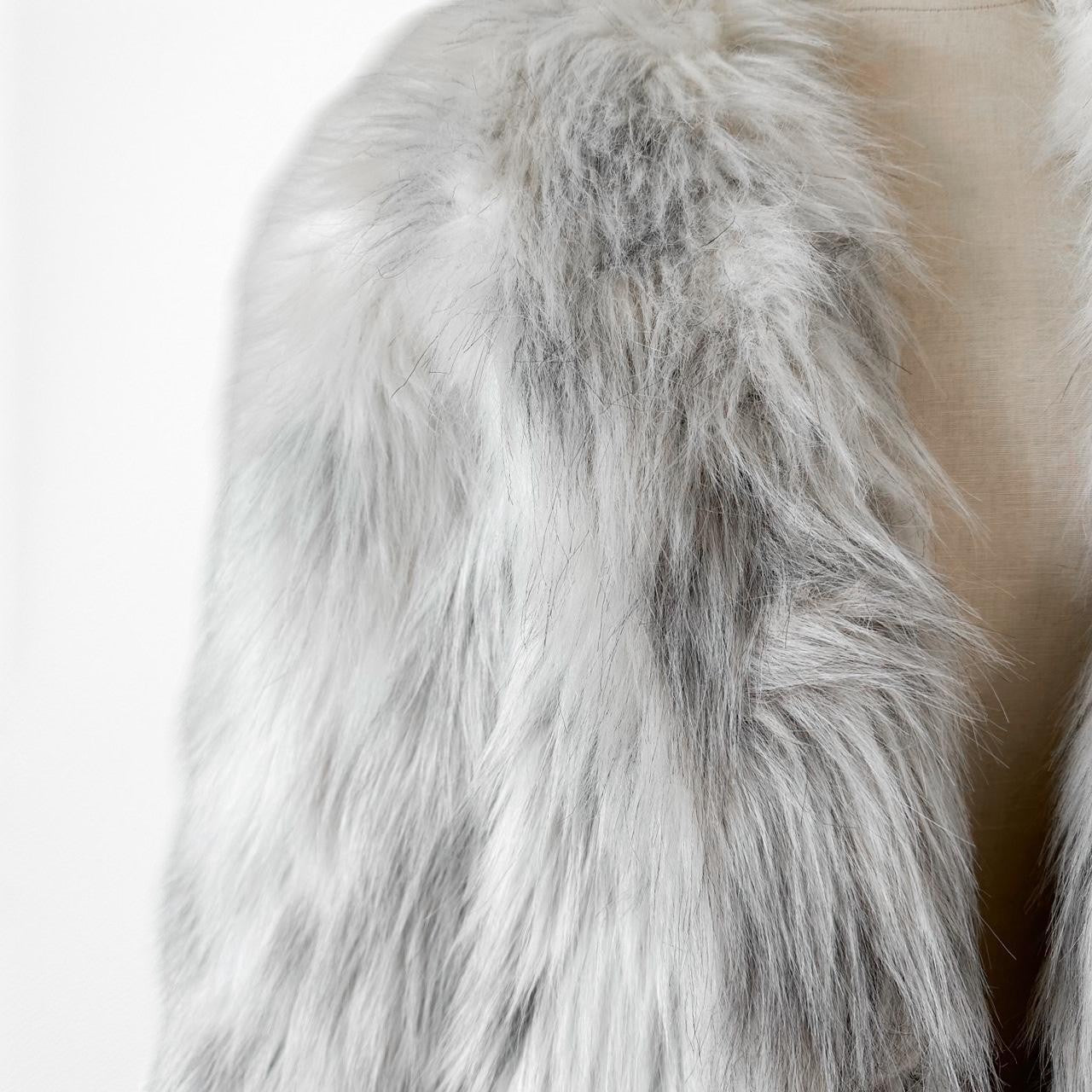 Vintage Off White Printed Faux Fur Fluffy Teddy Bear Coat Jacket Size L