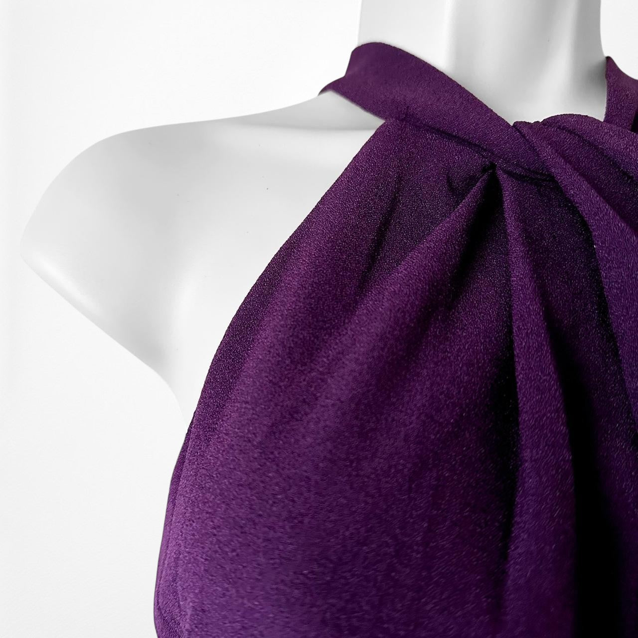 Julia Jordan Purple Sleeveless Halter Wide Leg Jumpsuit Size M