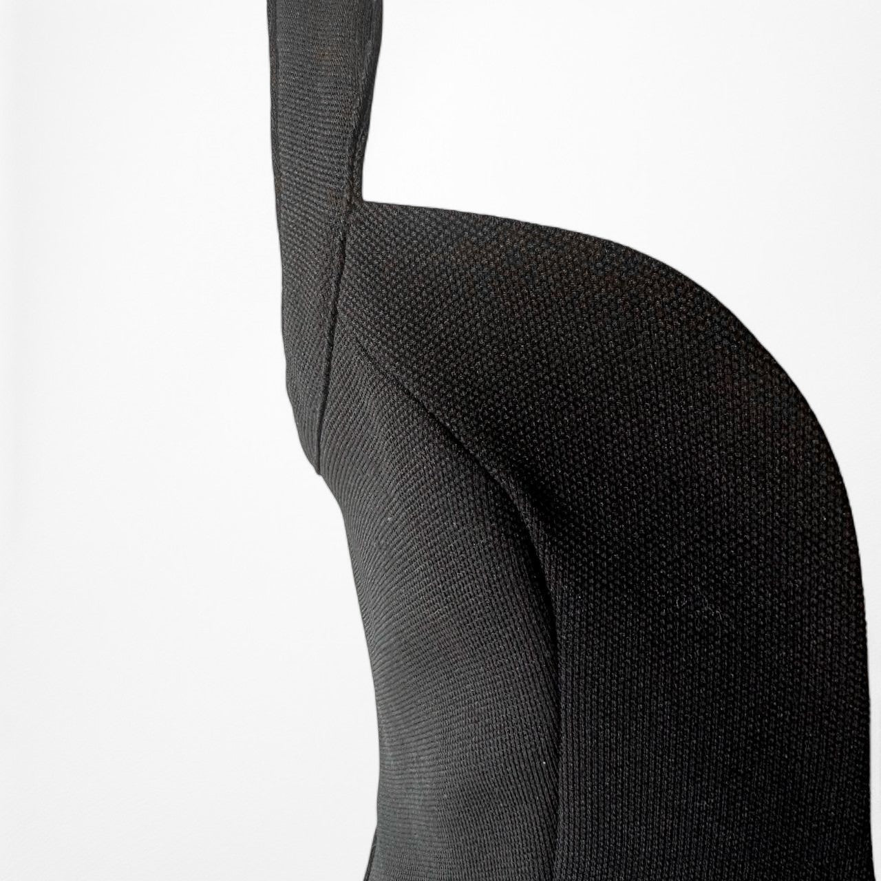 Black Plunging V-Neck Knit Side Slit Maxi Bodycon Prom Dress Size S