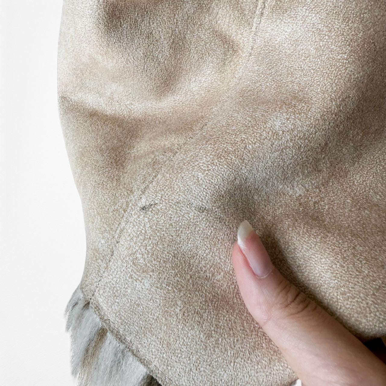 Brown Suede Leopard Faux Fur Lined Midi Penny Lane Teddy Coat Jacket Size L