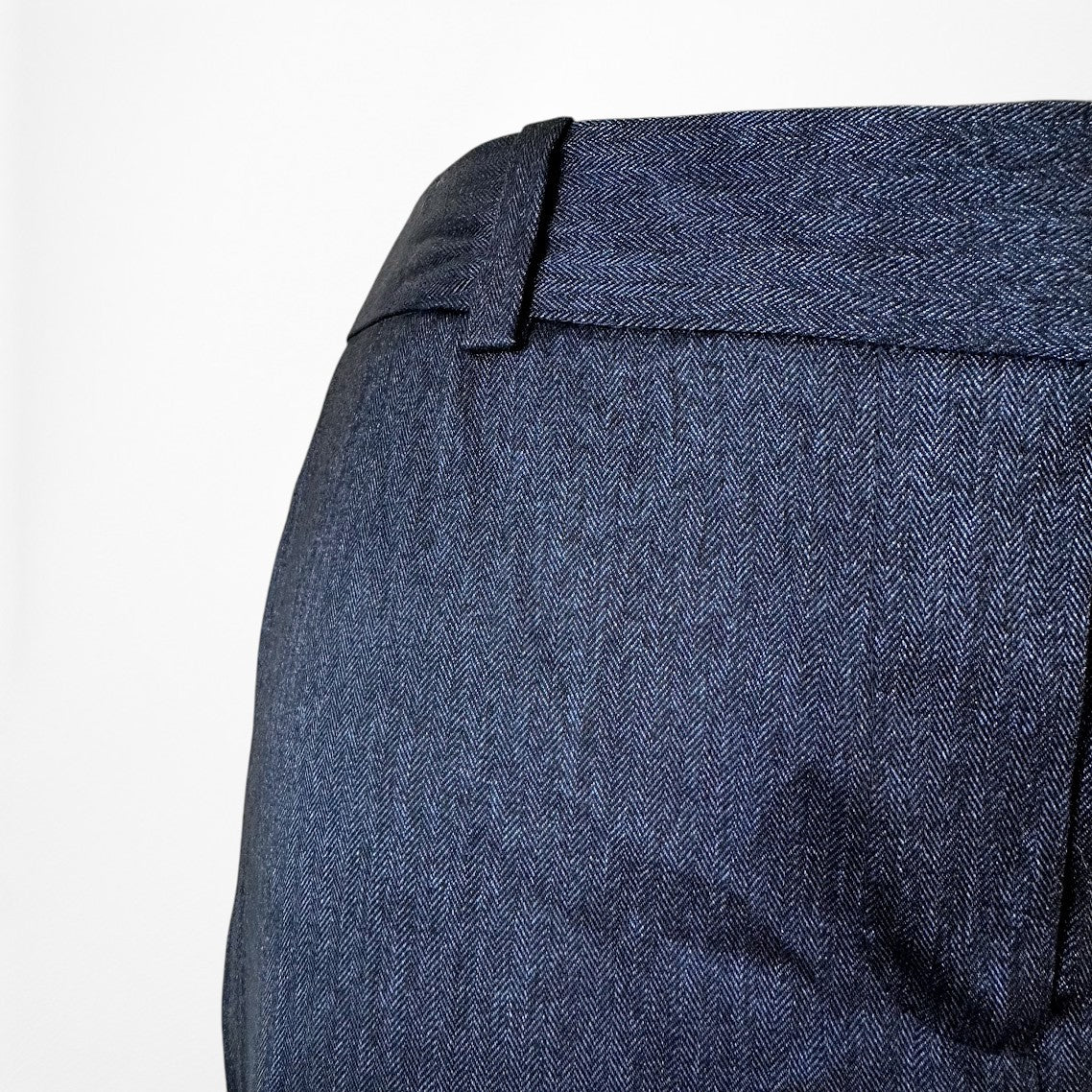 Vintage Y2K Navy Blue Padded Shoulder Blazer Straight Leg Pants Suit Set Size M