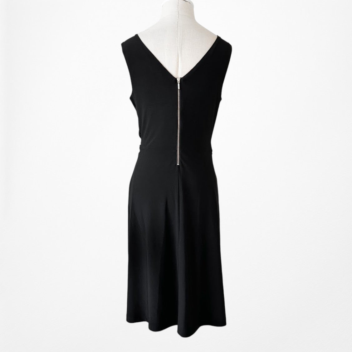 Vintage Y2K Black Sleeveless Pleated Knee Length A-Line Knit Dress Size M