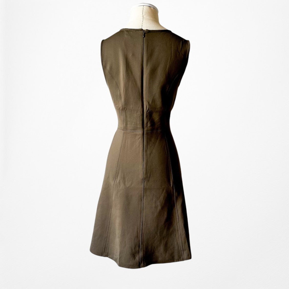 Vintage Y2K Brown Sleeveless Knee Length Flared A-Line Cocktail Dress Size M